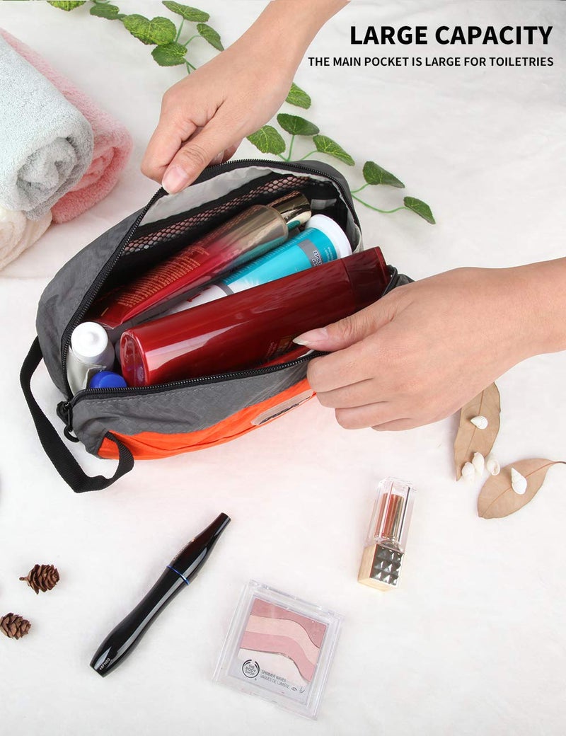 GOX Small Travel Toiletry Bag, Dopp Kit Case For Men, Multifunction Organizer Pouch (Orange/Grey) - Image 3